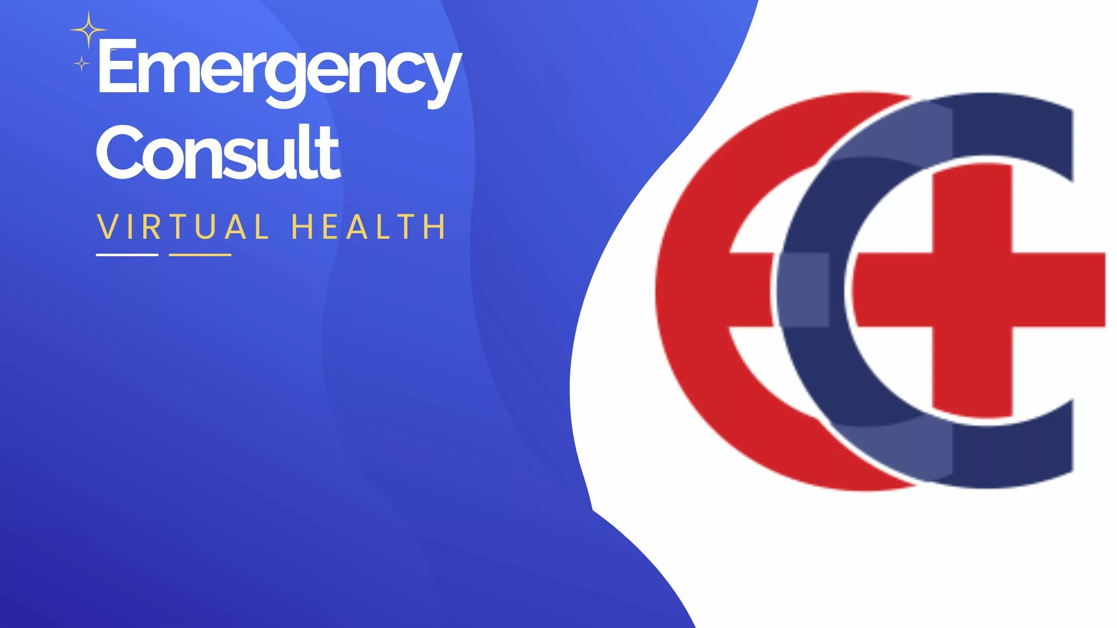 Emergency Consult Virtual Health logo with red and blue cross