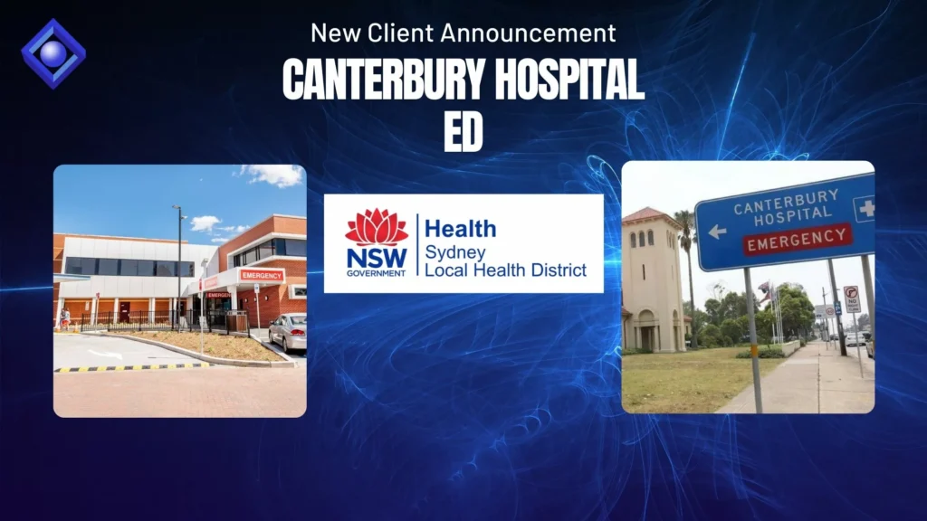 Canterbury Hospital Emergency Department and Sydney Local Health District logo. Announcement of new client partnership with Core Schedule.